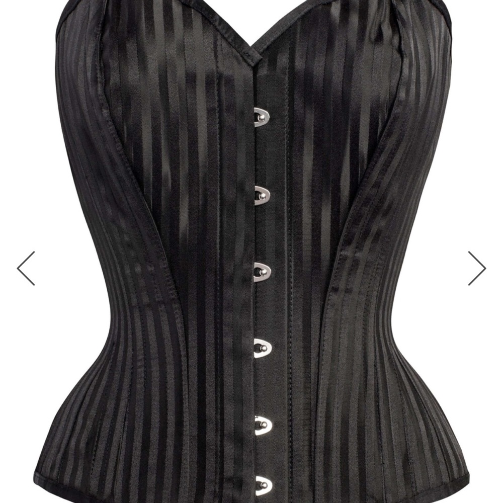 Black Satin Stripe Corset Top